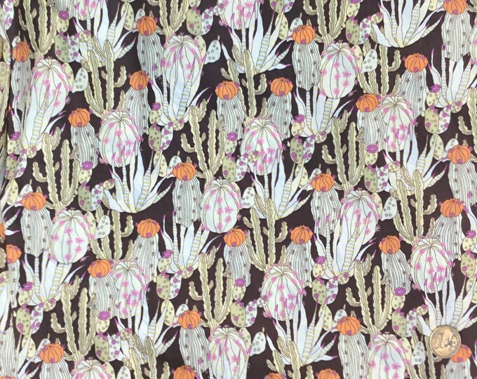 English Pima lawn cotton fabric, Désert Cactus