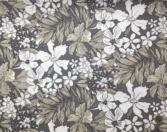 High quality cotton poplin. Flora, grey