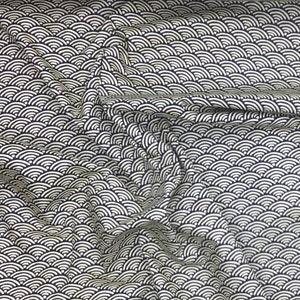 Popeline de coton oekotex, motif sashiko beige sur fond noir image 3