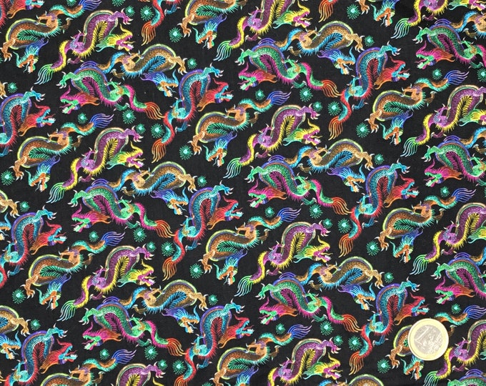 Oekotex certified cotton poplin, Japanese dragon print