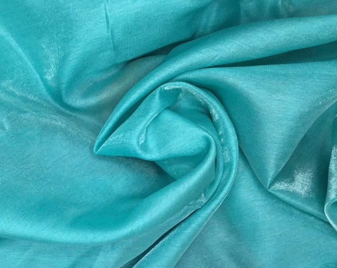 Lagoon blue ou light turquoise faux dupioni silk organza fabric