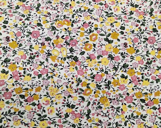 High quality cotton poplin, mustard floral print