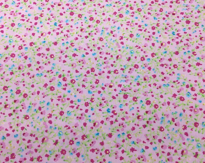 High quality cotton poplin, floral print on pink