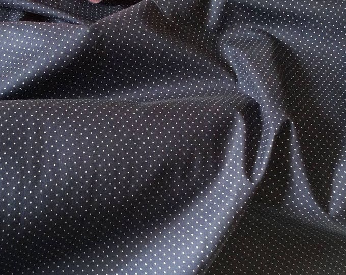 Japanese printed cotton poplin sold per 25cm, 1mm white polka dots on navy