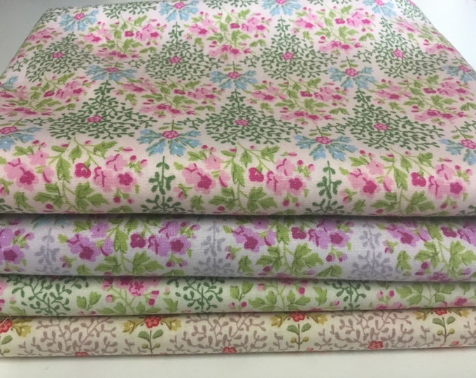 Total 1m, 4pc 25cm*1m12 floral cotton poplin