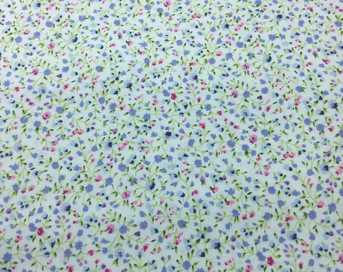 High quality cotton poplin, floral print on off white