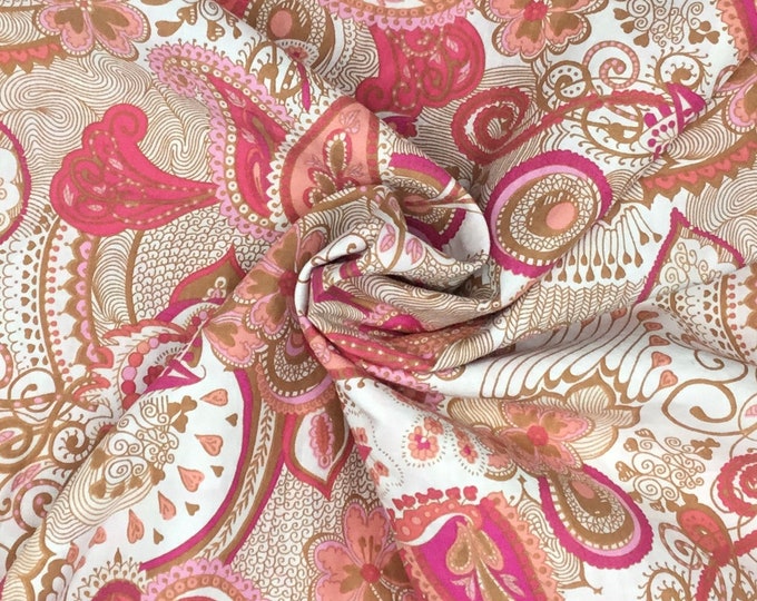 English Pima lawn cotton fabric, Sundawn Paisley