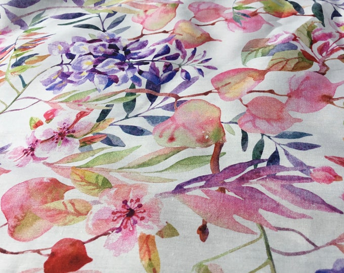 English Pima lawn cotton fabric, Aquarelle