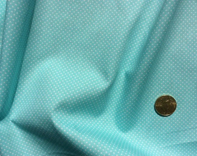 High quality cotton poplin dyed in Japan with 2mm polka dots pastel green (turquoise)