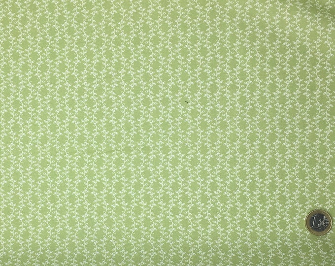High quality cotton poplin printed in Japan, white/green leaves nr8