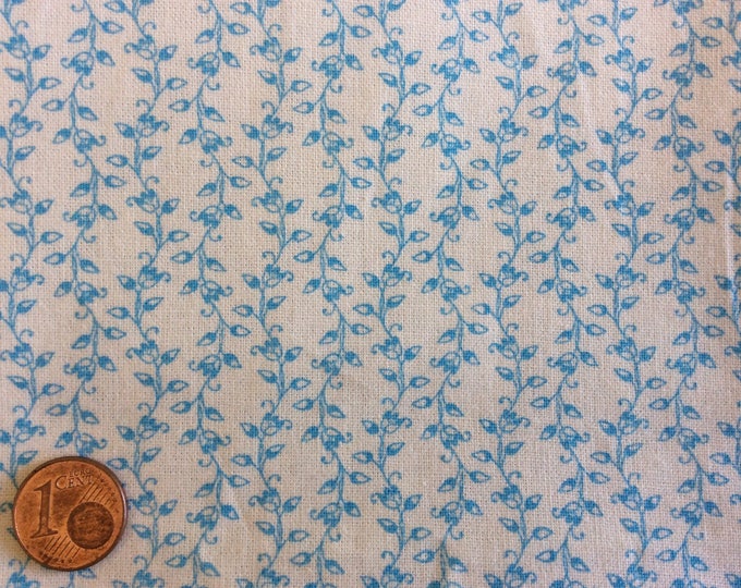 High quality cotton print, sky blue leaf print on white no10