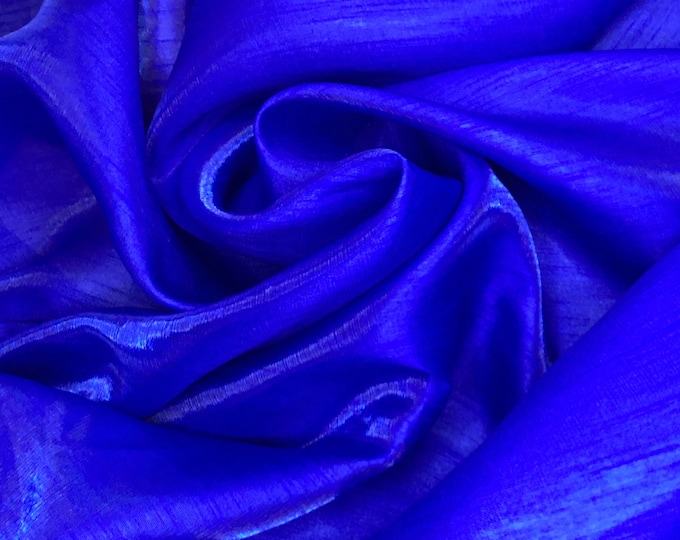 Royal blue, faux dupioni silk organza fabric