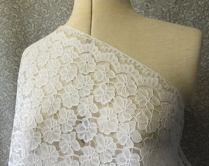 Special bridal lace, scalloped edge fabric, ivory