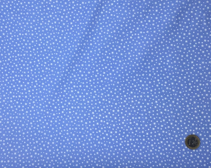 High quality cotton print, white stars in lavender blue