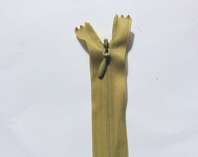 Invisible concealed zippers, 60cm (24"), khaki/yellow