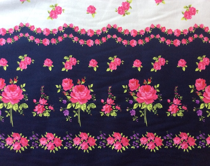 High quality cotton poplin floral print with a decorative border print