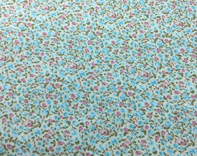 High quality cotton poplin, floral print on blue