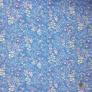 English Pima lawn cotton fabric, floral on sky blue image 3