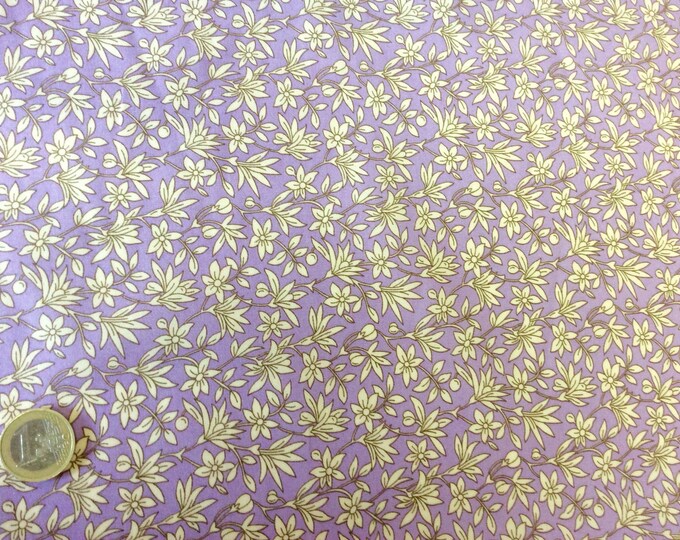 High quality cotton poplin printed in Japan, cream/violet no2