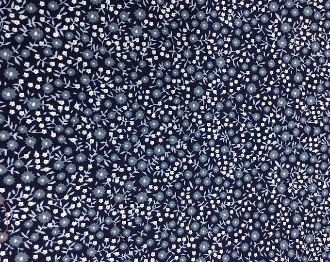 Cotton poplin with Provence blue floral on navy