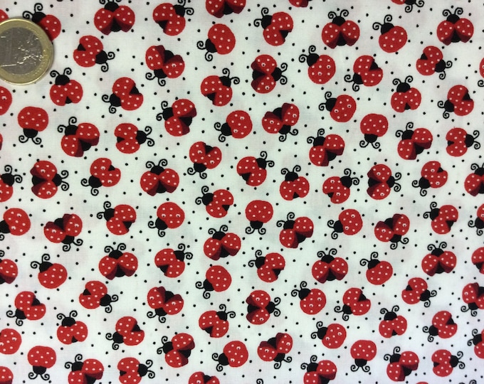 High quality cotton poplin dyed in Japan, ladybugs print