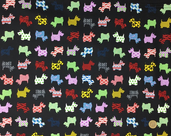 High quality cotton poplin. Fox terrier dogs on black