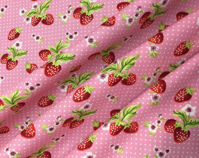 High quality cotton poplin dyed in Japan, strawberry print