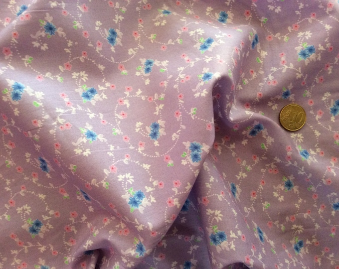 High quality cotton poplin printed in Japan, floral print on violet