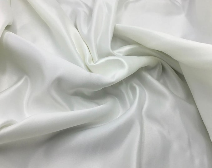 Faux silk satin fabric. off white