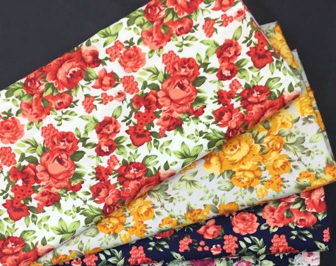 Total 4m (4pc, 1m*1m12) floral cotton poplin