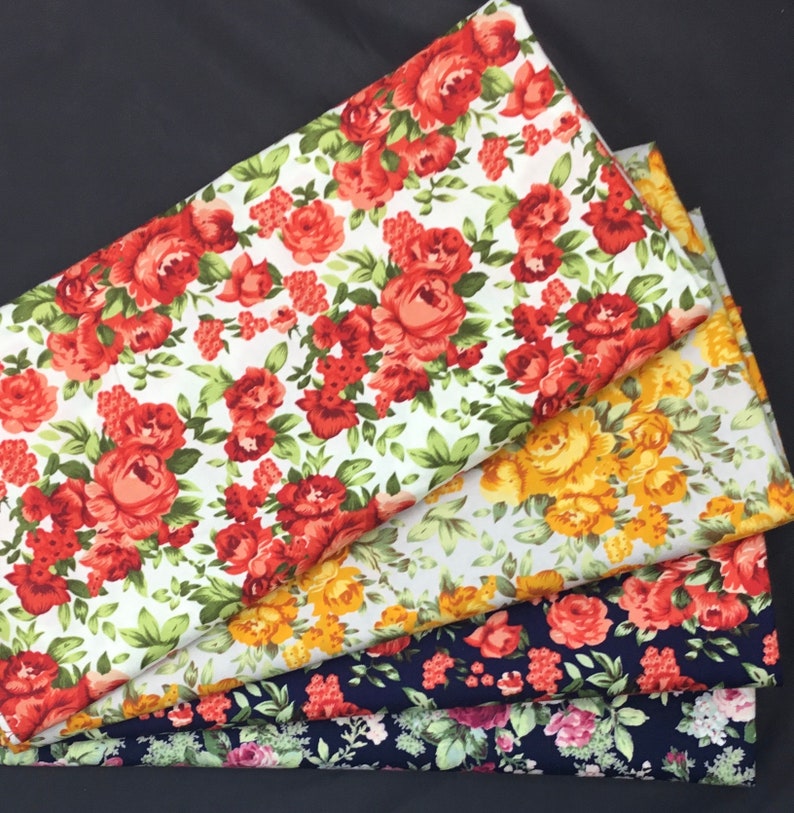 Total 1m 4pc, 25cm1m12 floral cotton poplin image 2