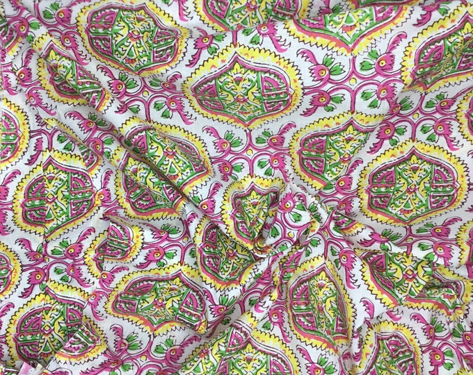 Indian block printed cotton voile, hand made. Rio Jaipur