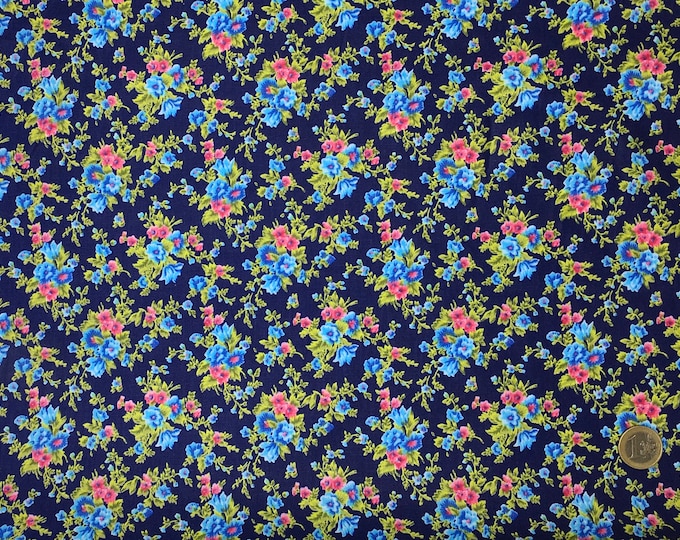 High quality cotton poplin dyed in Japan with vintage flowers
