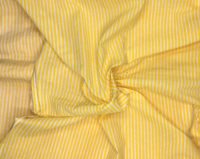 Indian block printed cotton voile, hand made. Jaipur Yellow stripes