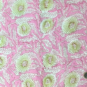 Indian block printed cotton voile, hand made. Pastel Jaipur