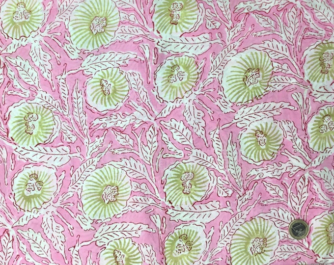 Indian block printed cotton voile, hand made. Pastel Jaipur