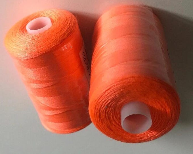 Sewing thread, 1000yds or 915m, neon coral orange