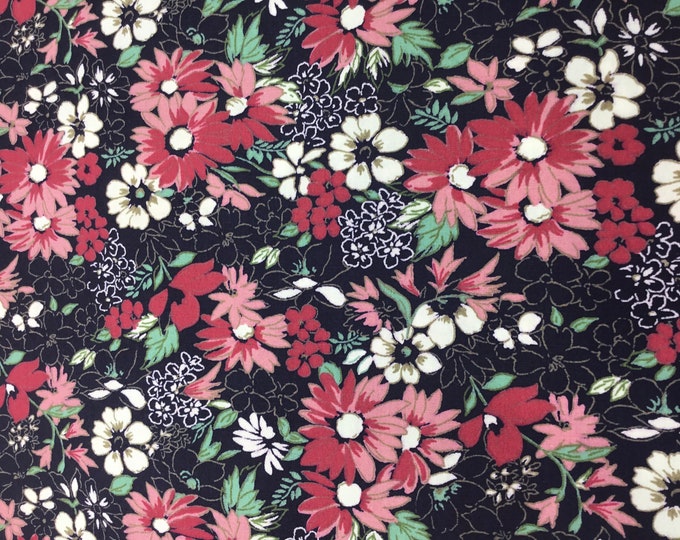 High quality cotton poplin, floral print on navy