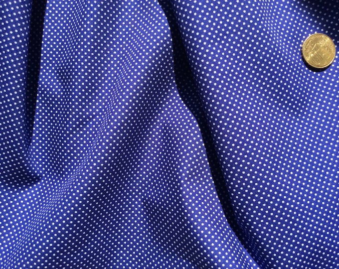 High quality cotton poplin dyed in Japan with 2mm polka dots royal blue