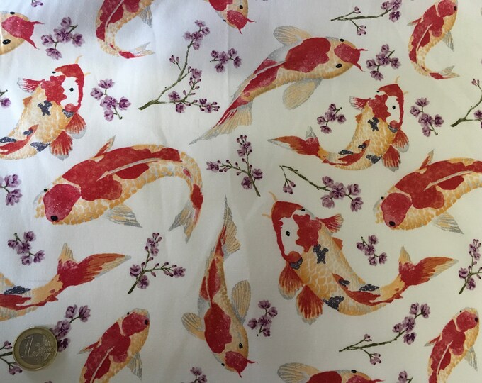 High quality cotton poplin printed in Japan, fishes