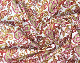 English Pima lawn cotton fabric, orange paisley