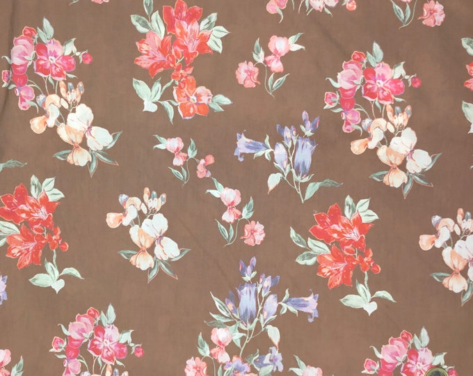 English Pima lawn cotton fabric, brown summer field