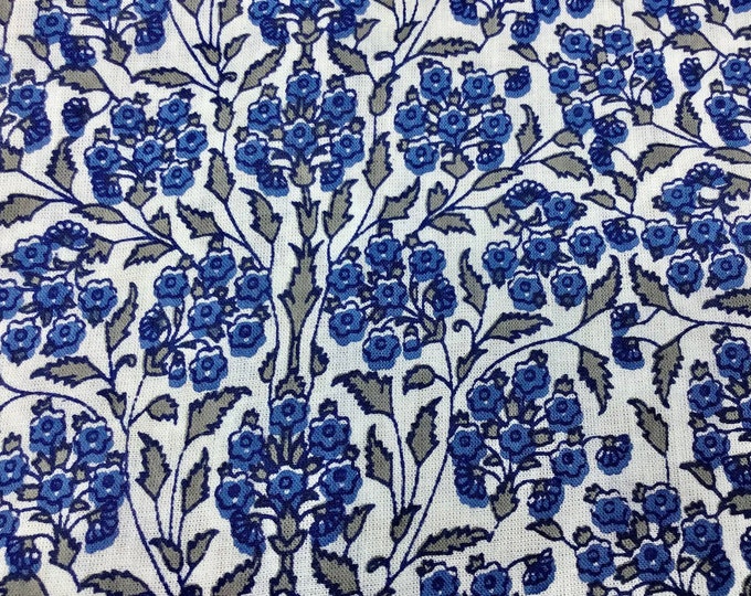 small blue floral Indian block printed cotton Jaipur