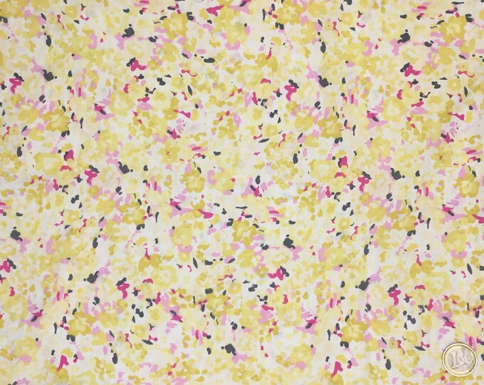 English Pima lawn cotton fabric, abstract, yellow aquarelle