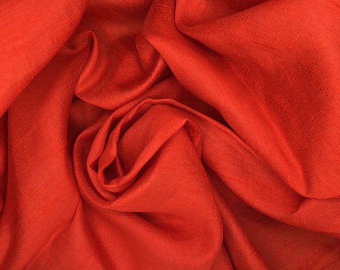 Red, faux dupioni silk organza fabric