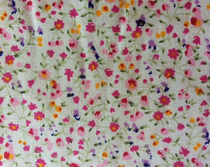 High quality cotton poplin, small pink and purple floral print