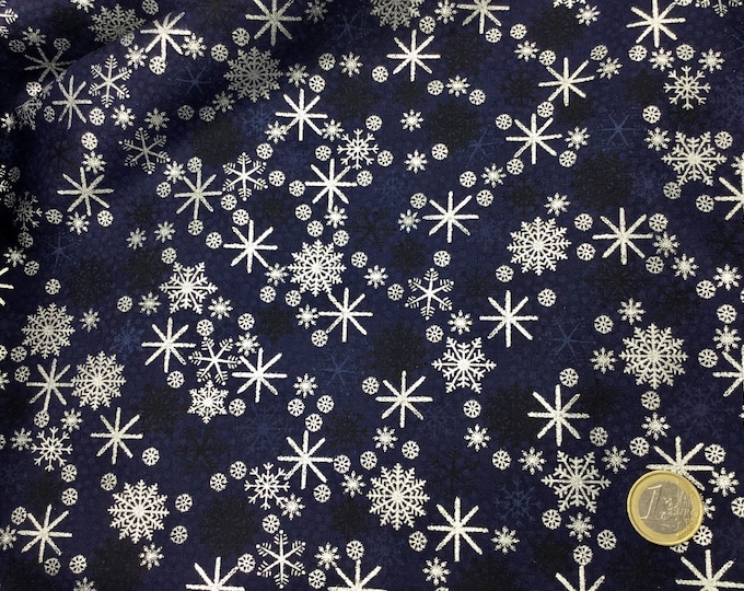 Japanese designed cotton poplin, silver stars on navy