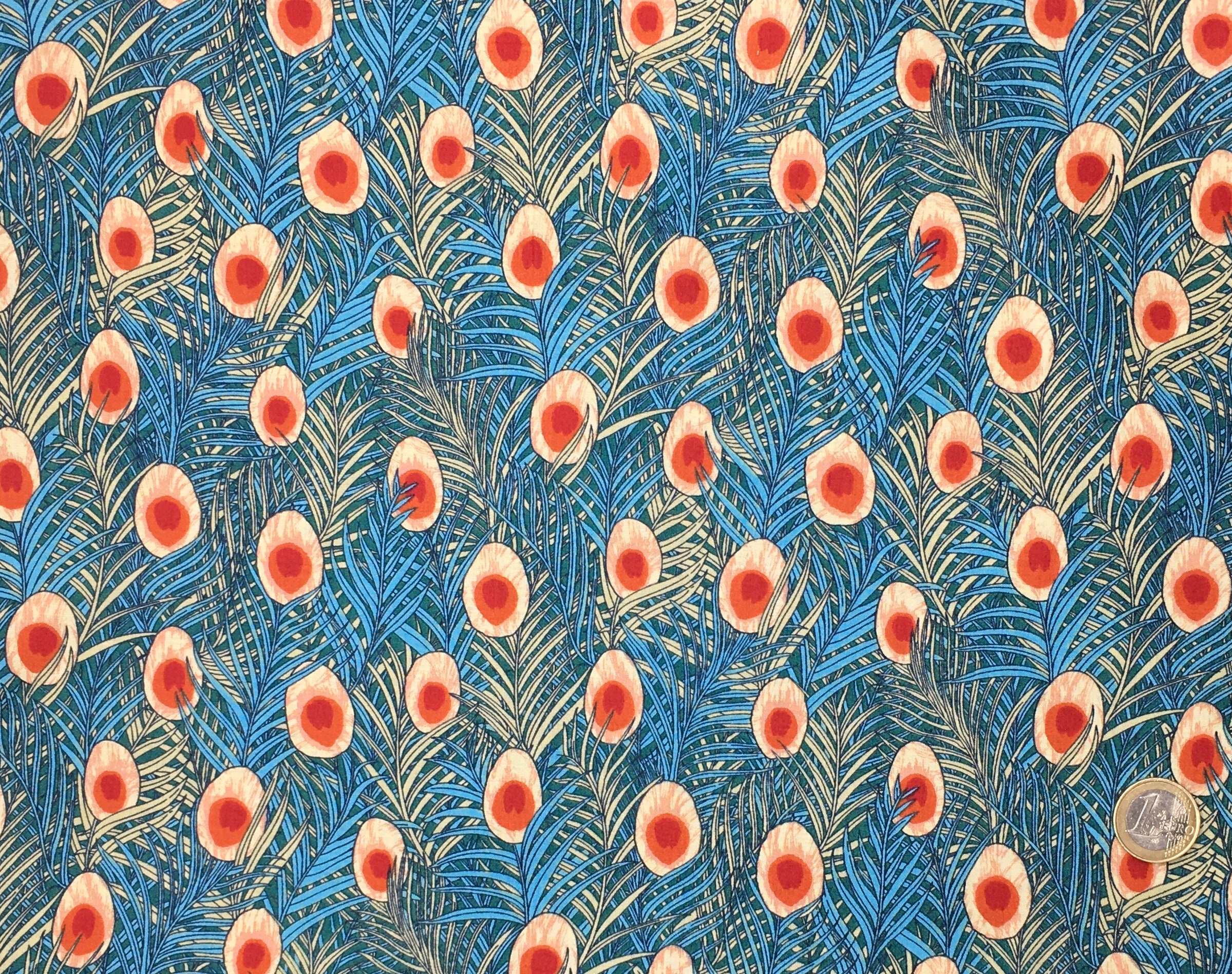 English Pima lawn cotton fabric Asian or japanese inspired fans Gingko leaves priced per 25cm