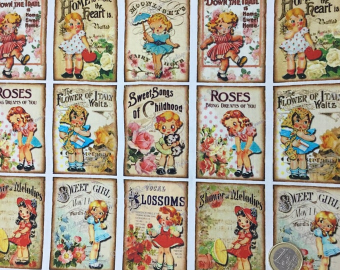 Oekotex certified cotton poplin, vintage baby girls posters