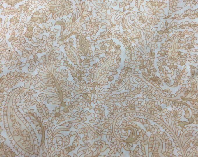 English Pima lawn cotton fabric, Paisley, Arabesque pale